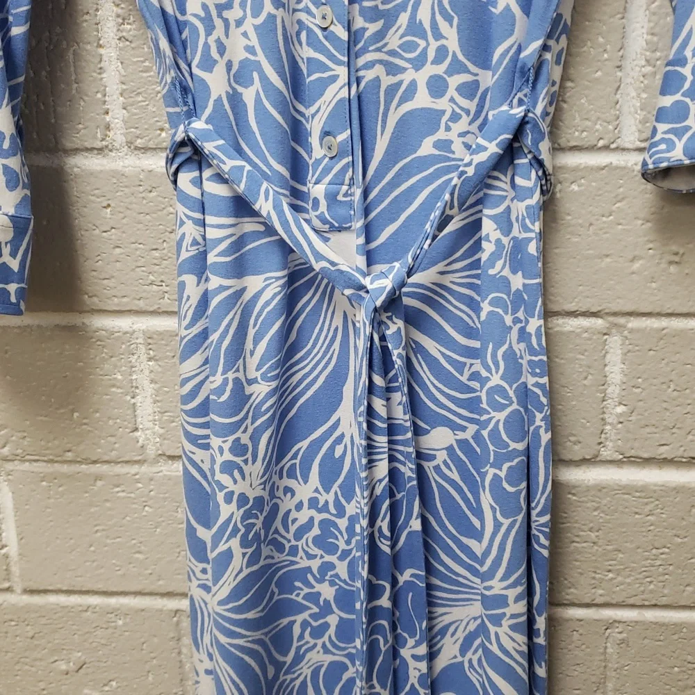 Talbots Blue and White Floral Long Sleeve Dress - Picture 5 of 7